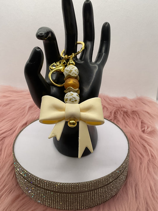 Silicone Bow Keychain/Beaded Keychain