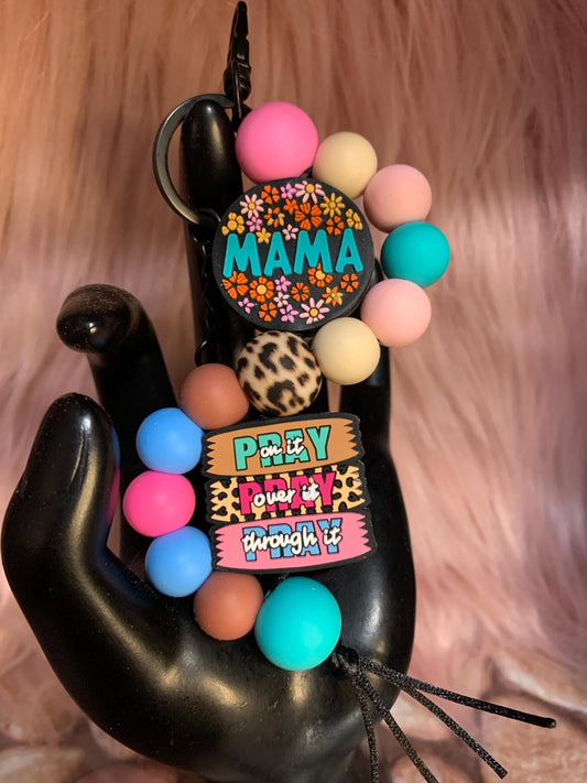 Beaded Silicone Wave Keychain: Purse Charm, Backpack Accessory