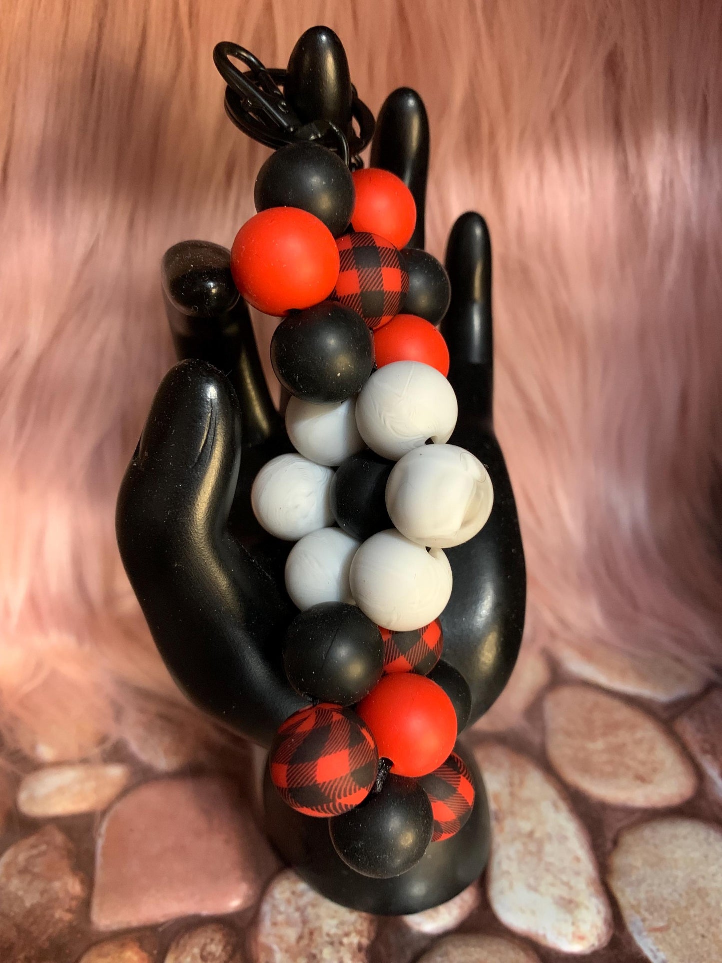Twisted Silicone Beaded Flower Keychain: Purse/Backpack Charms