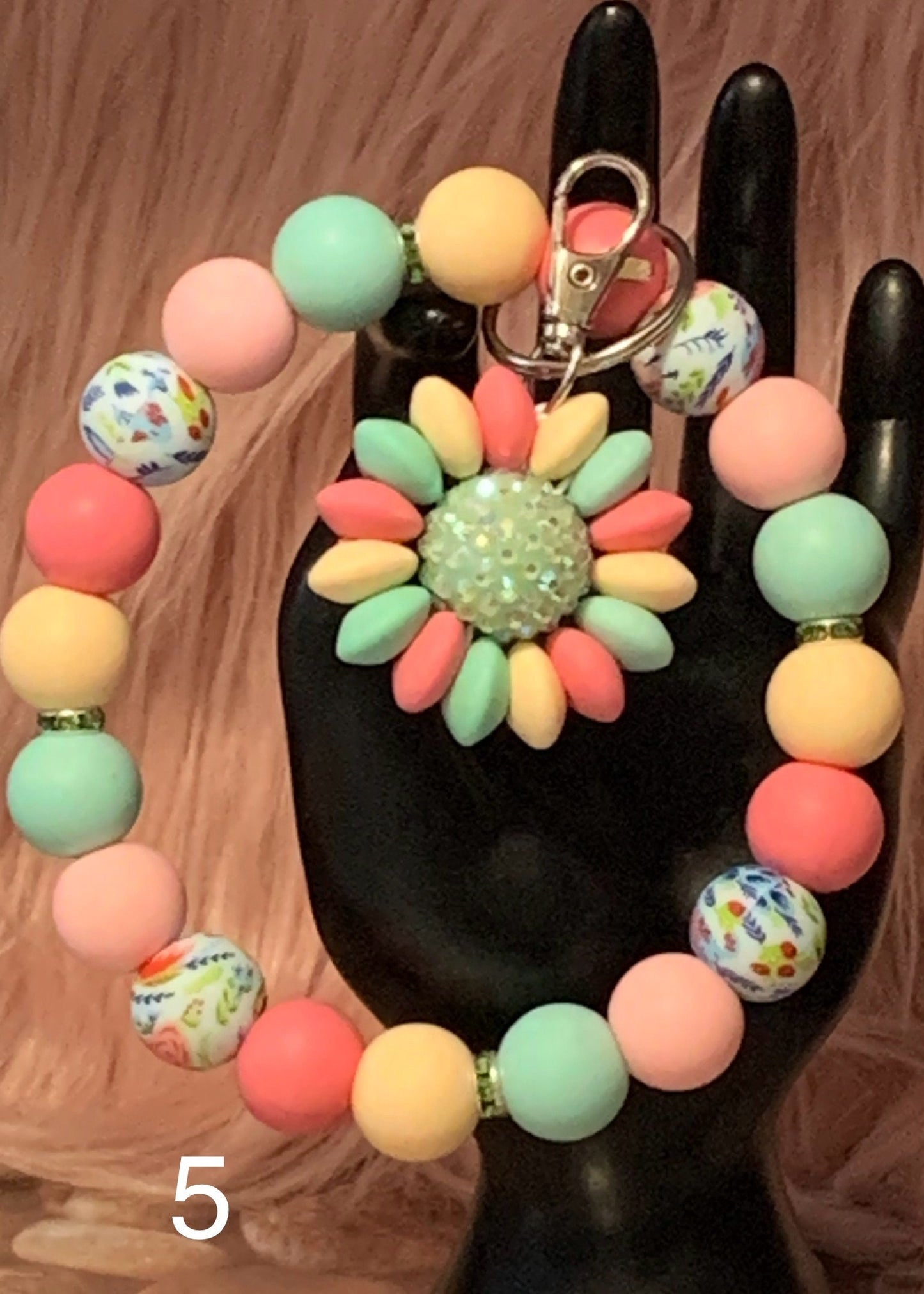 Silicone Wristlet Keychain/Flower Keychain