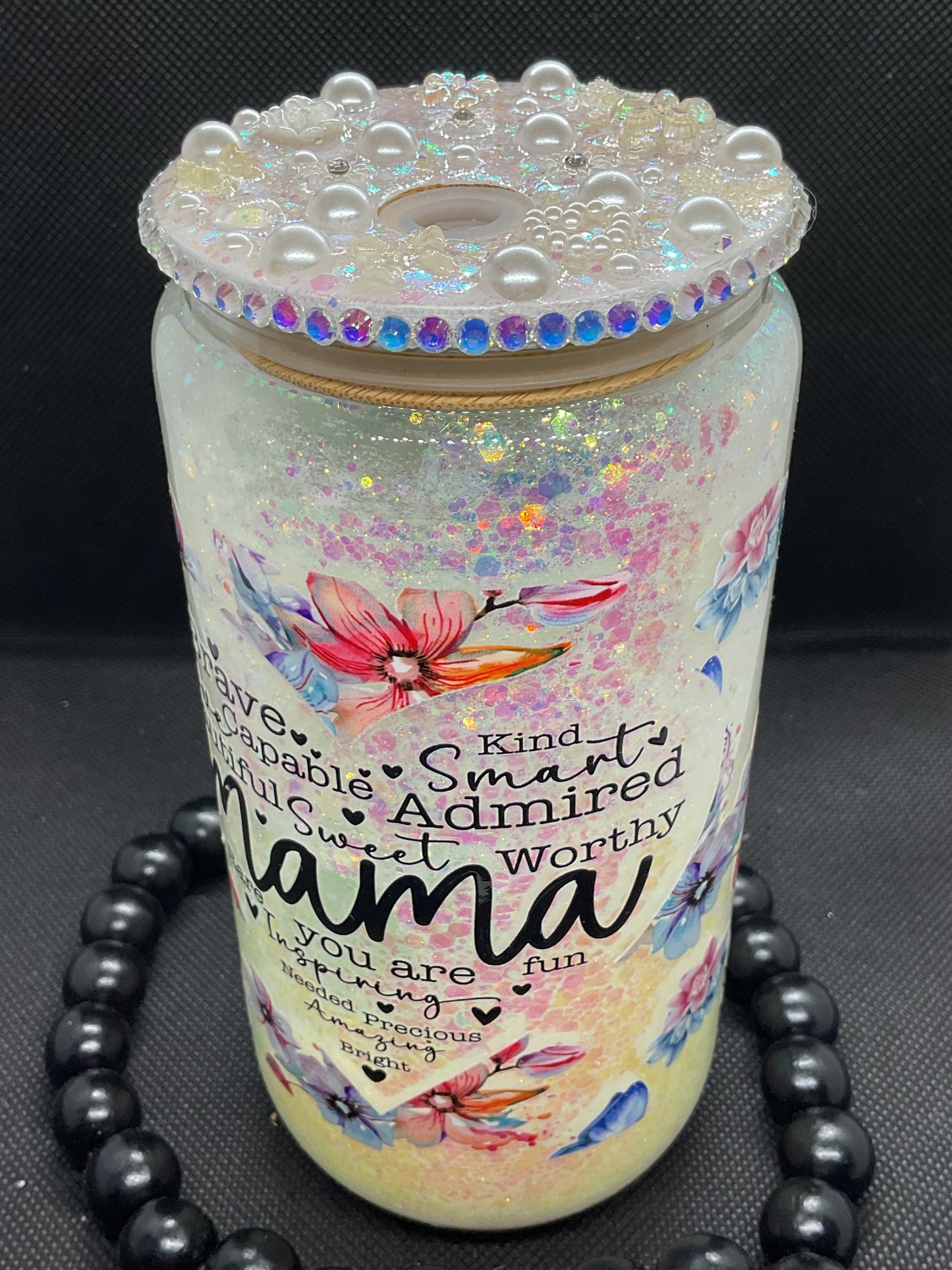 Glitter Snow Globe Tumbler: 16oz Glass Cup