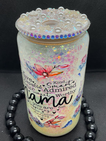 Glitter Snow Globe Tumbler: 16oz Glass Cup