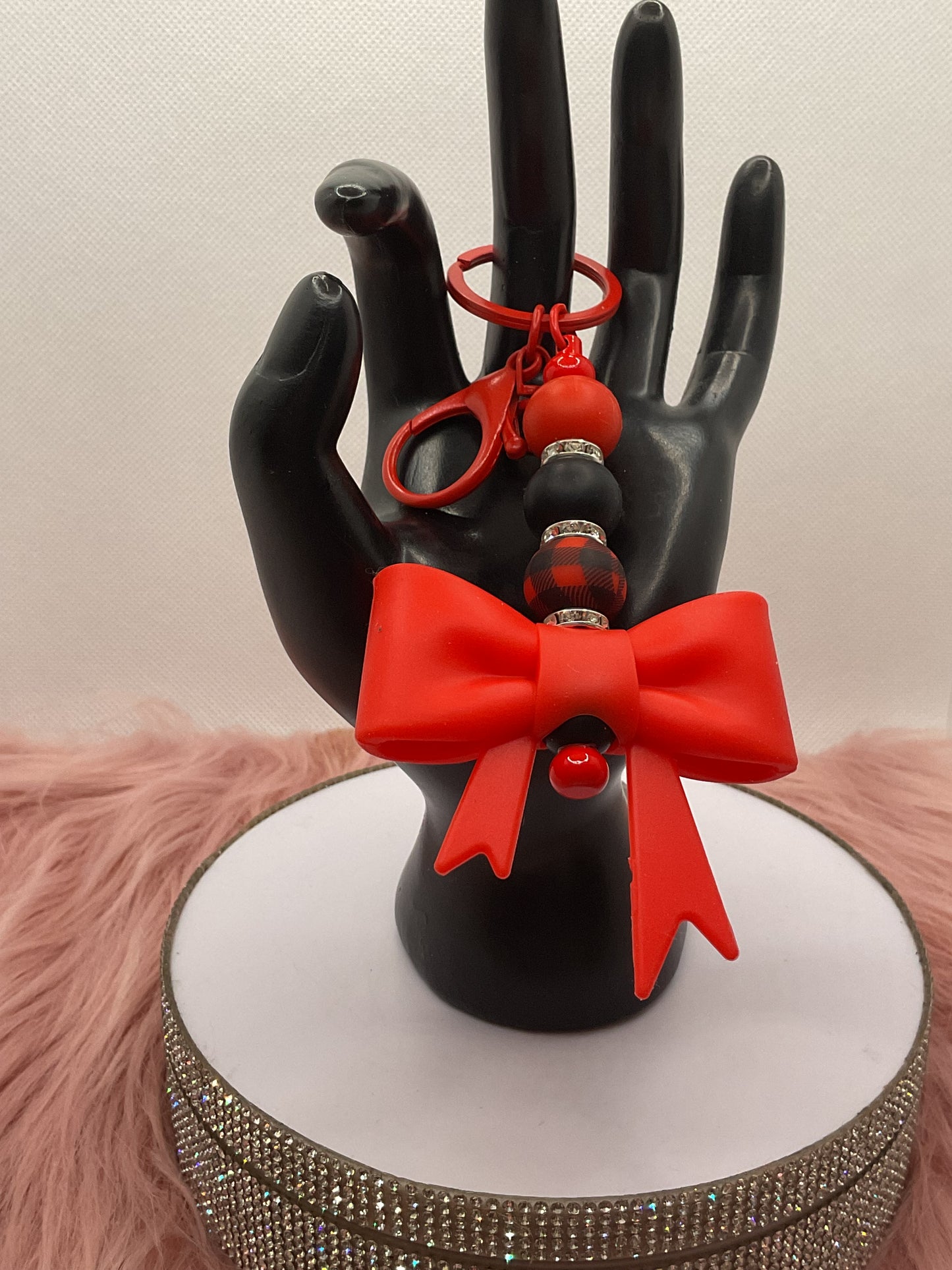 Silicone Bow Keychain/Beaded Keychain