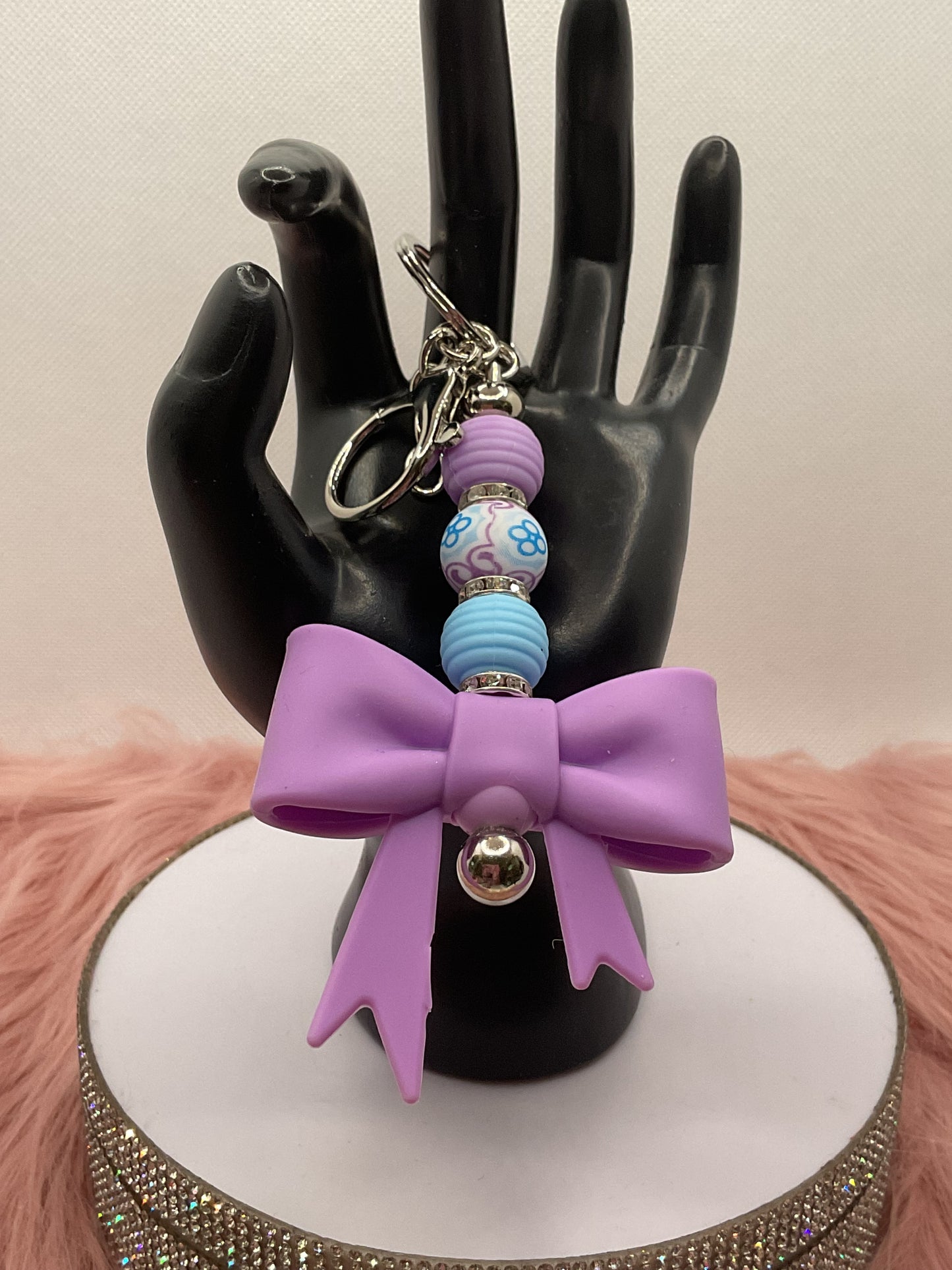 Silicone Bow Keychain/Beaded Keychain