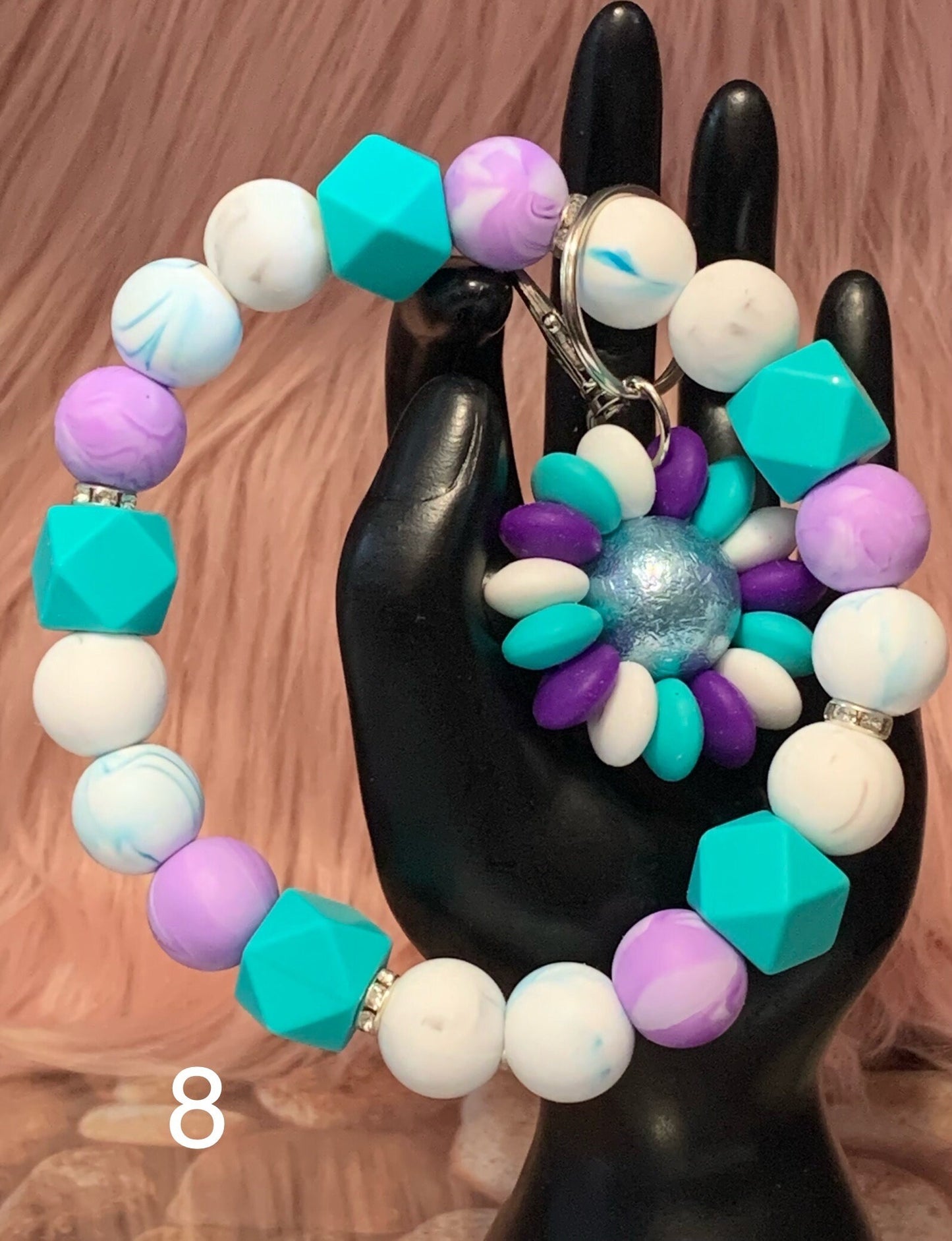 Silicone Wristlet Keychain/Flower Keychain