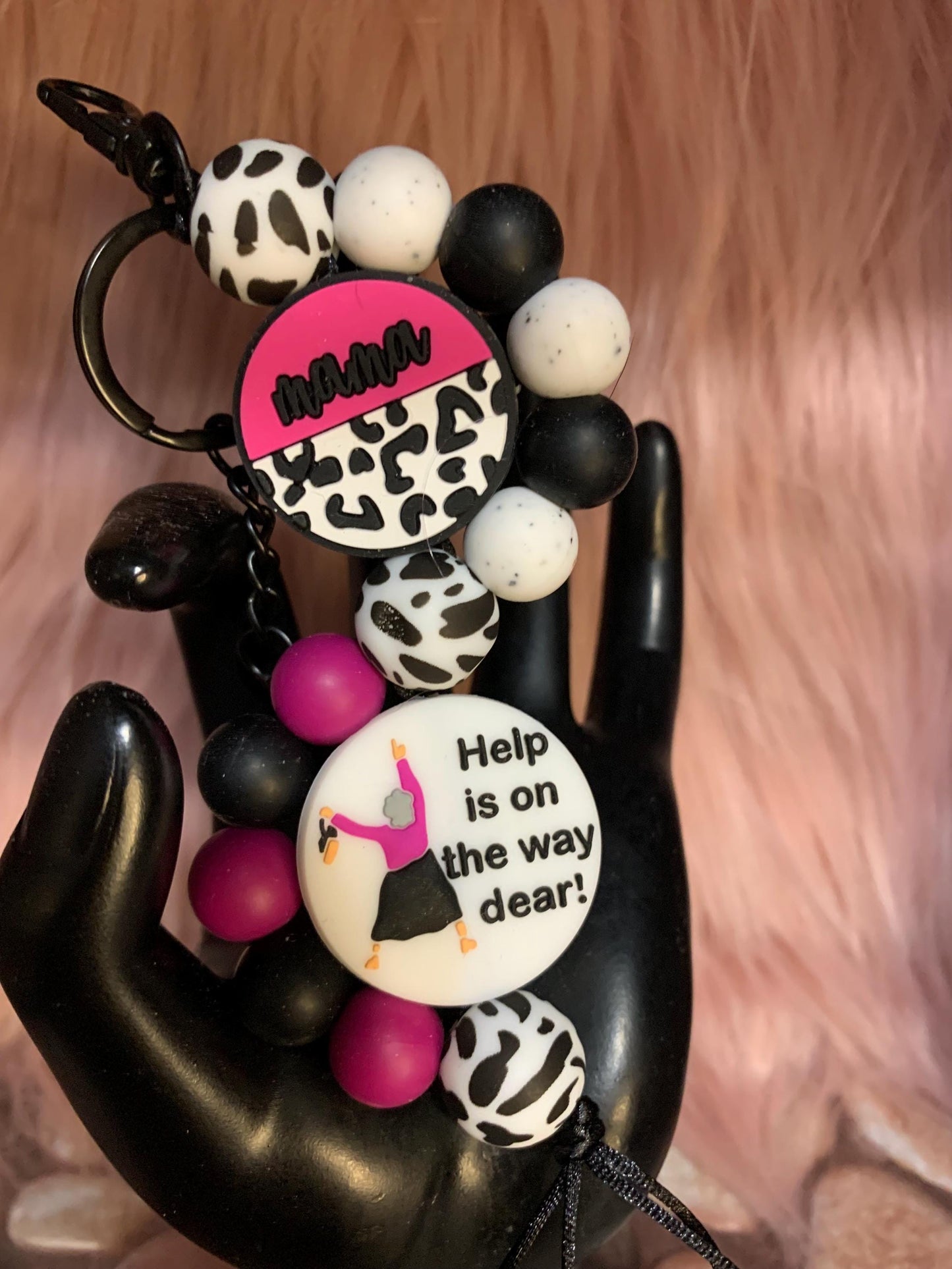 Beaded Silicone Wave Keychain: Purse Charm, Backpack Accessory