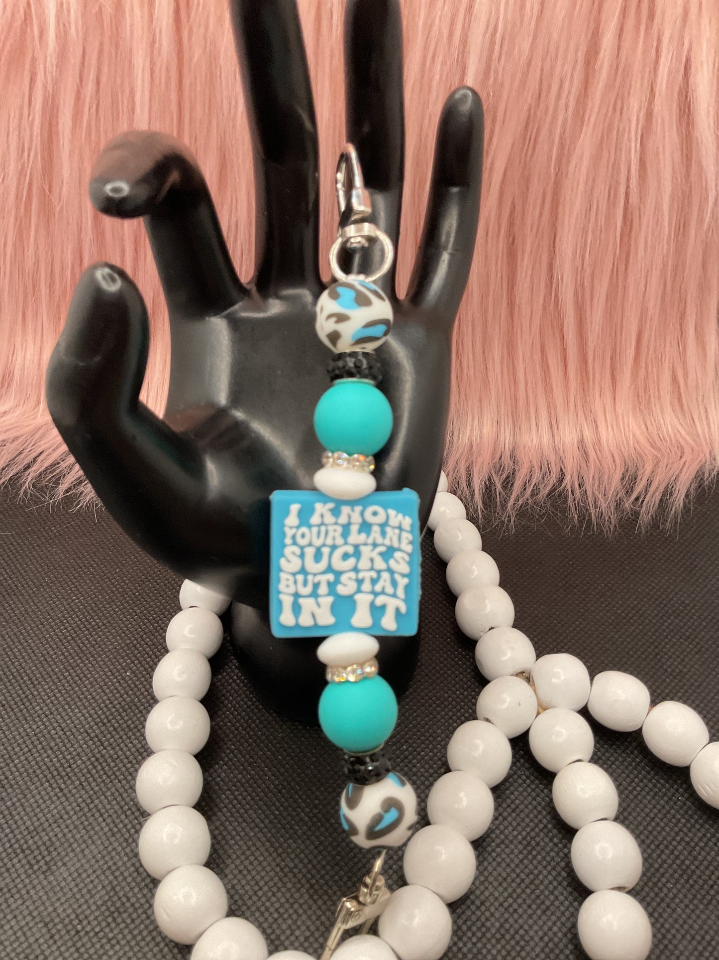 Beaded Phone Charm: Silicone Kindle Holder Strap