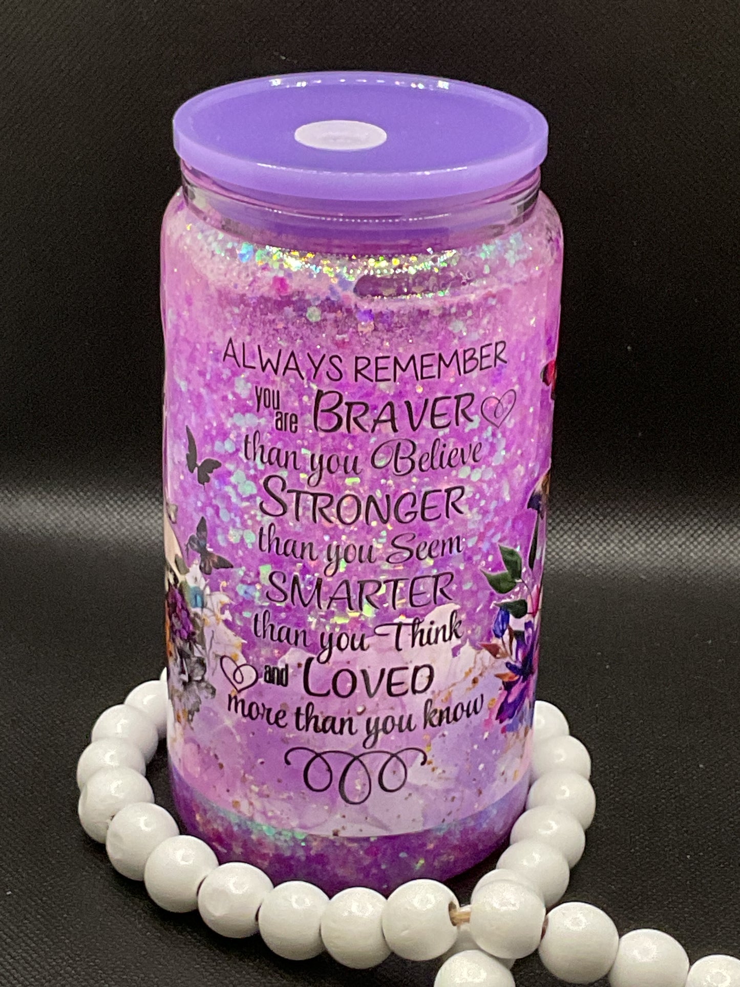 Glitter Snow Globe Tumbler: 16oz Glass Cup