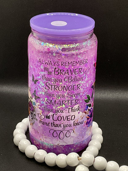 Glitter Snow Globe Tumbler: 16oz Glass Cup