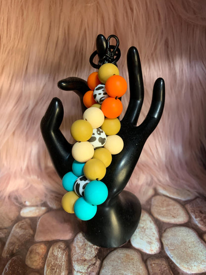Twisted Silicone Beaded Flower Keychain: Purse/Backpack Charms