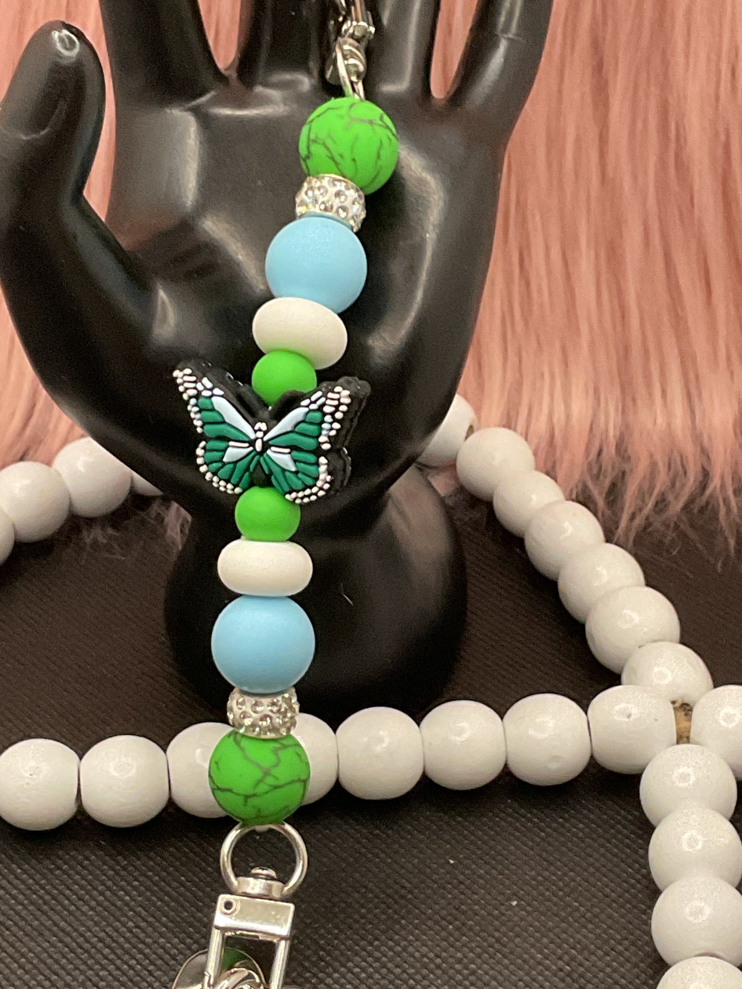Beaded Phone Charm: Silicone Kindle Holder Strap