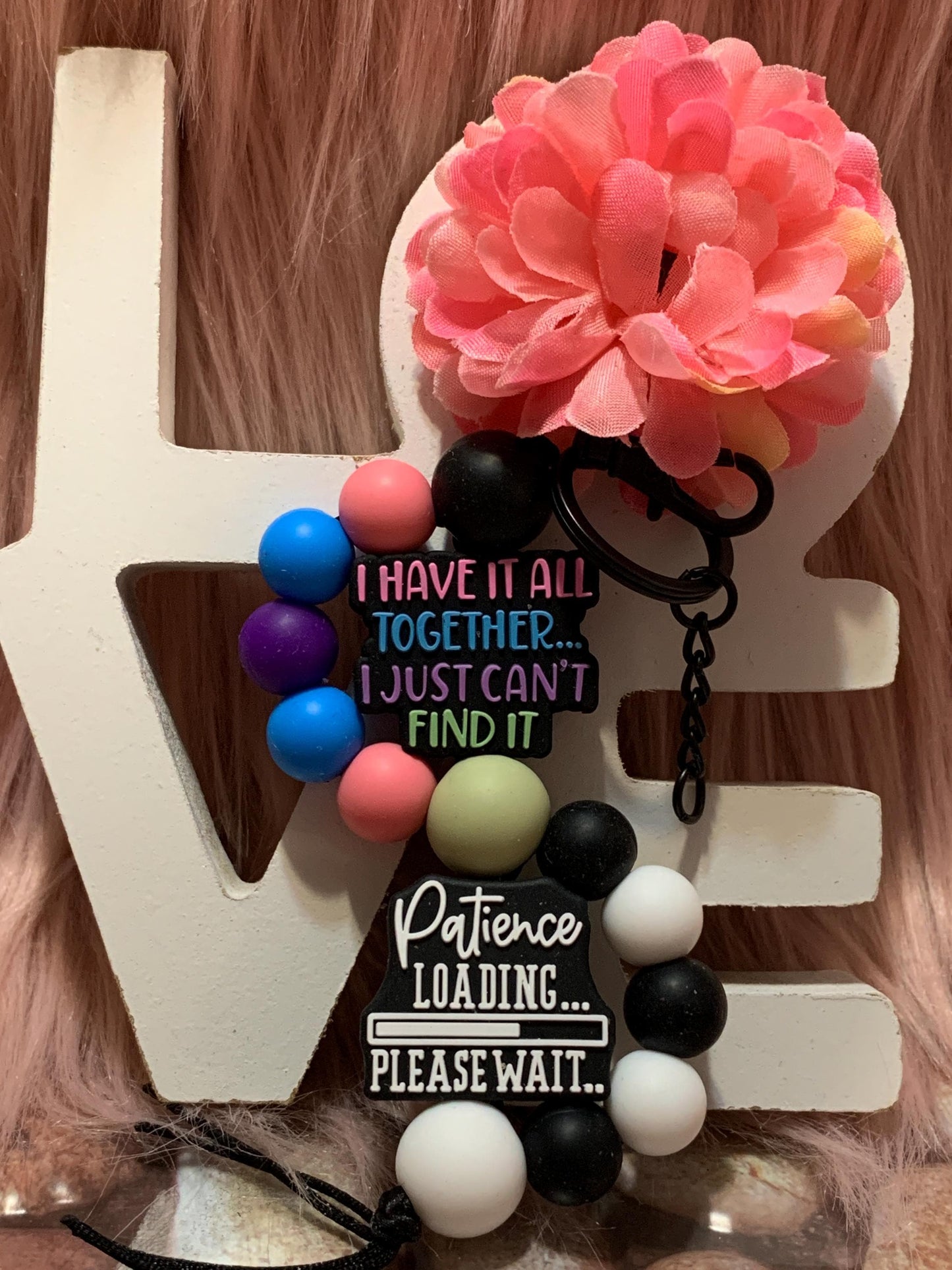 Beaded Silicone Wave Keychain: Purse Charm, Backpack Accessory