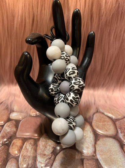 Twisted Silicone Beaded Flower Keychain: Purse/Backpack Charms
