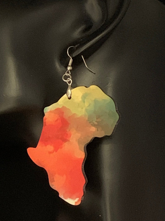 Africa Earrings: Sublimation Print, Hypoallergenic Posts
