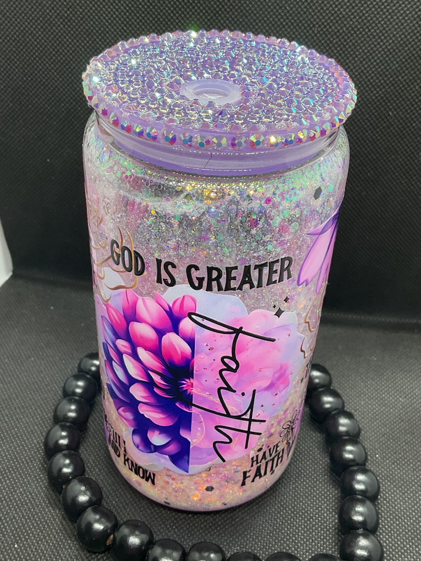 Glitter Snow Globe Tumbler: 16oz Glass Cup