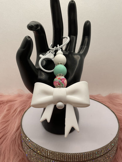 Silicone Bow Keychain/Beaded Keychain