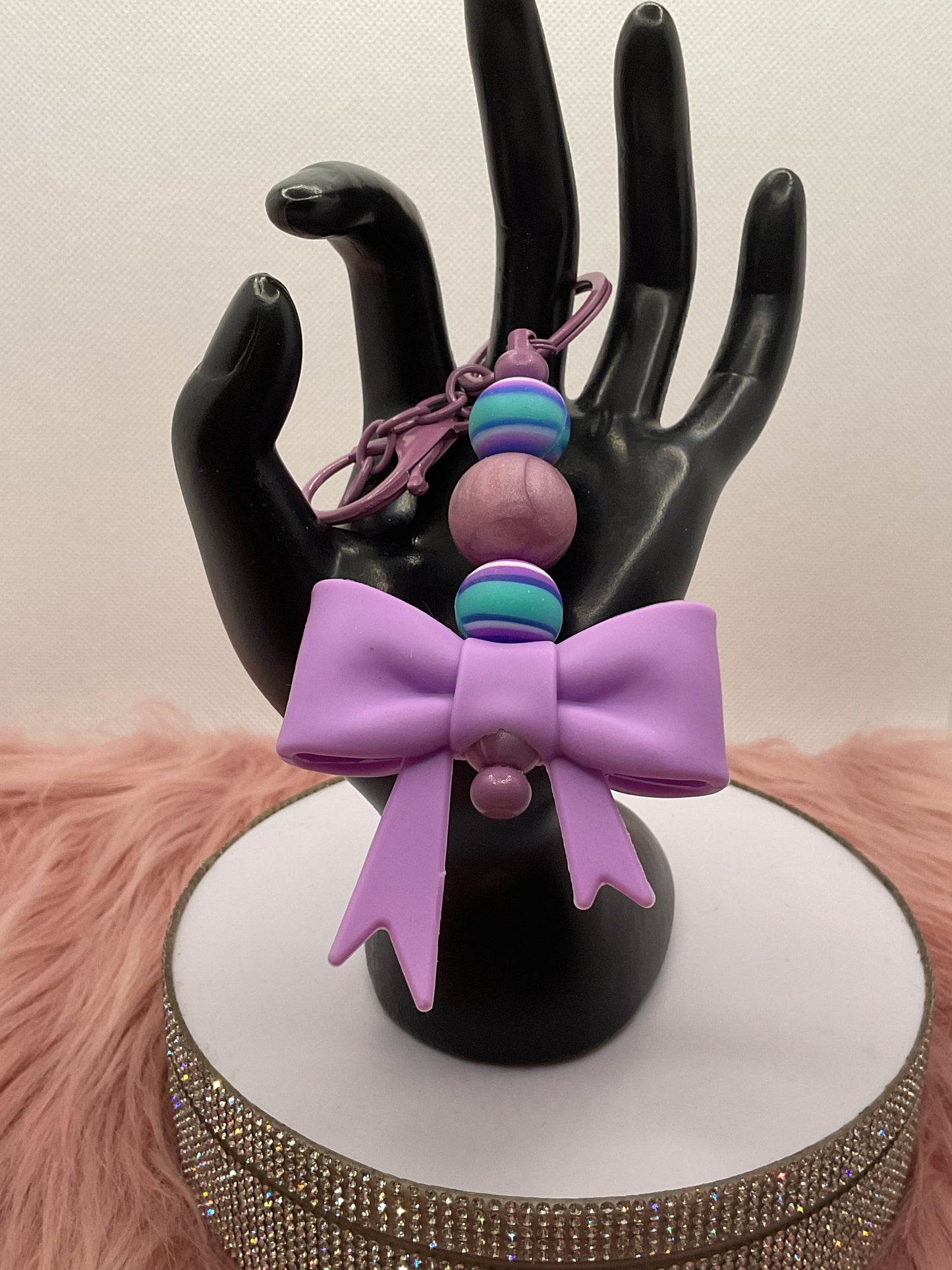Silicone Bow Keychain/Beaded Keychain