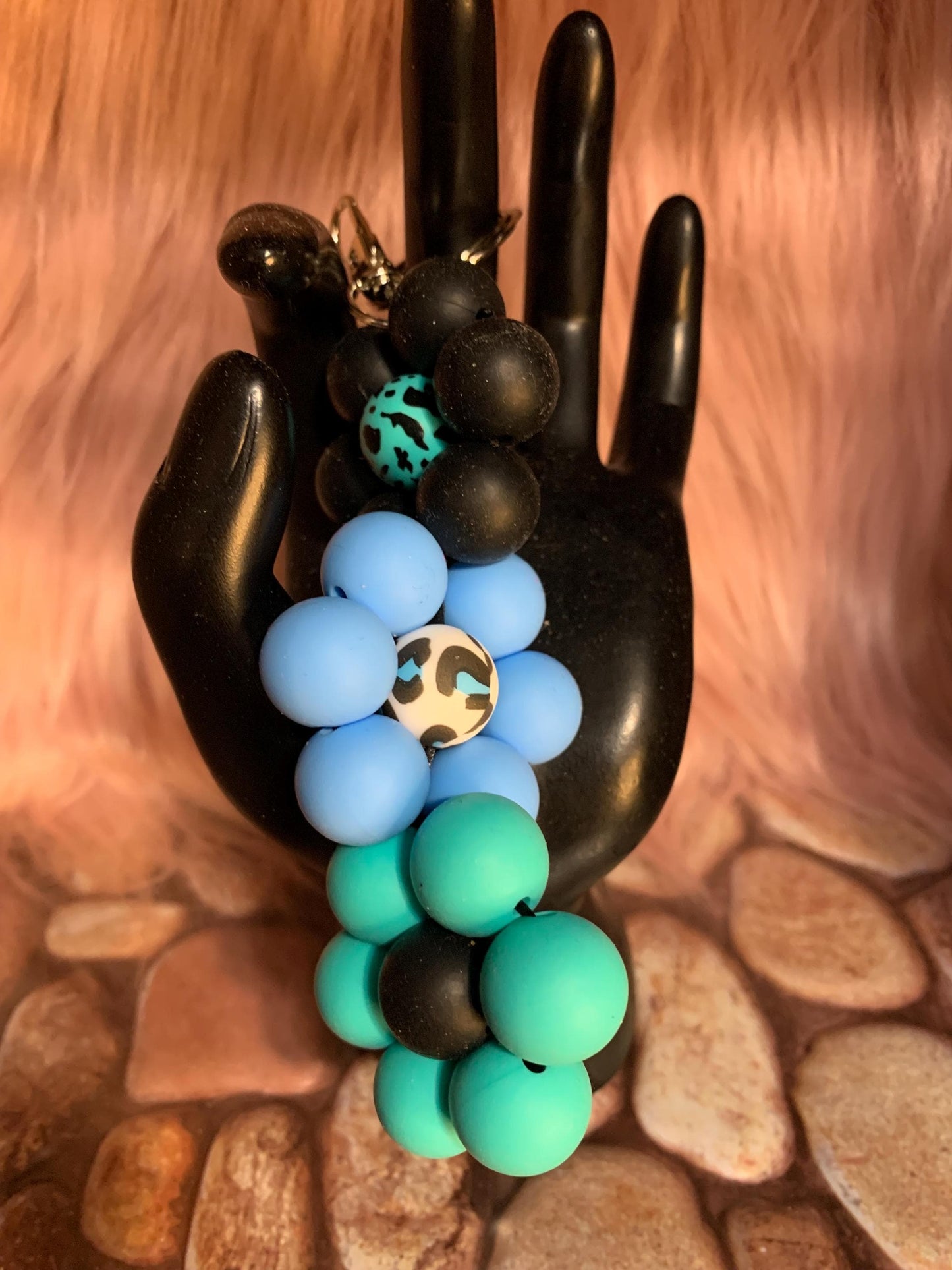 Twisted Silicone Beaded Flower Keychain: Purse/Backpack Charms
