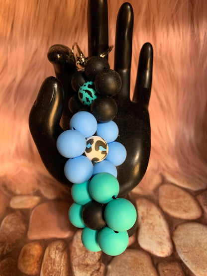 Twisted Silicone Beaded Flower Keychain: Purse/Backpack Charms