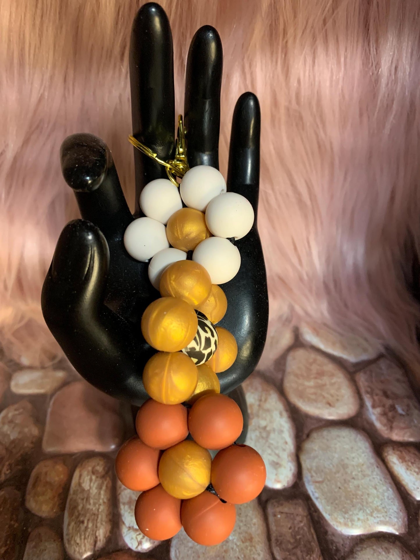 Twisted Silicone Beaded Flower Keychain: Purse/Backpack Charms