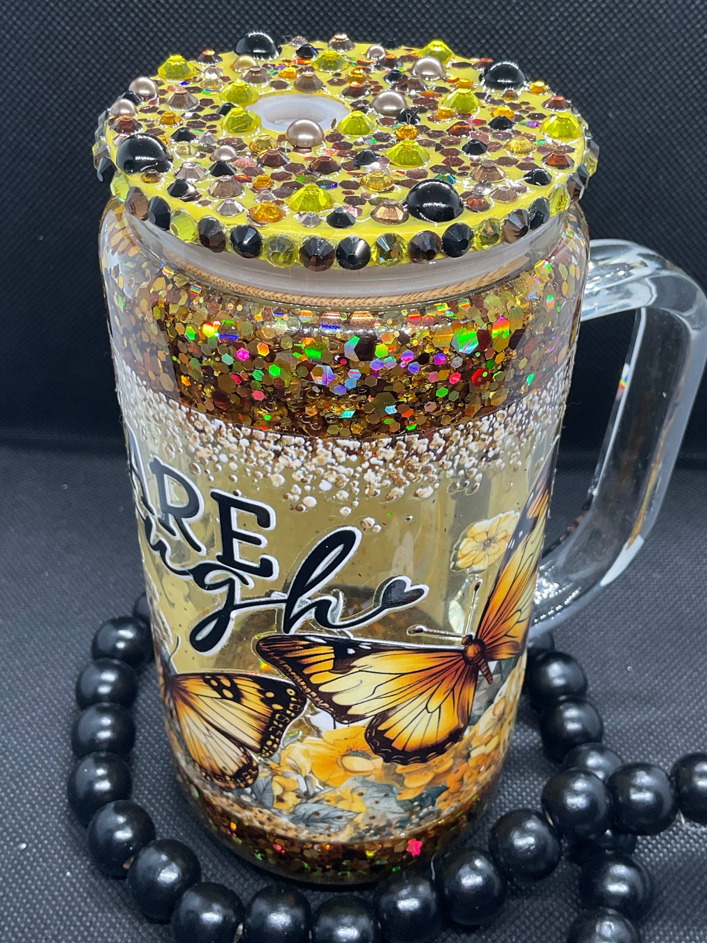 Glitter Snow Globe Tumbler: 16oz Glass Cup
