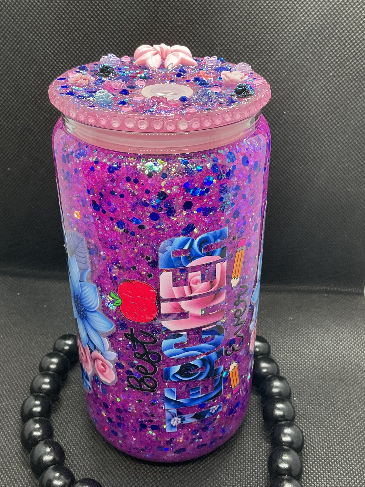 Glitter Snow Globe Tumbler: 16oz Glass Cup