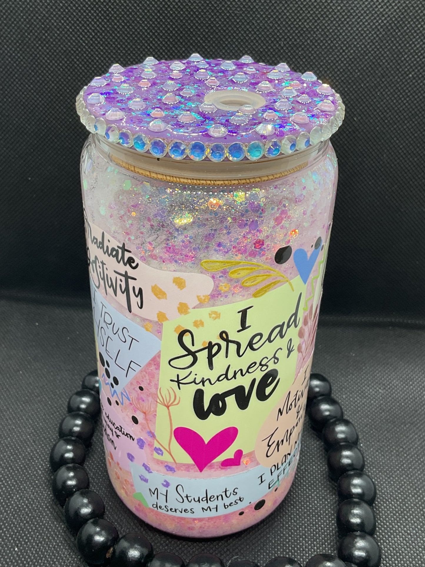 Glitter Snow Globe Tumbler: 16oz Glass Cup