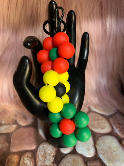 Twisted Silicone Beaded Flower Keychain: Purse/Backpack Charms