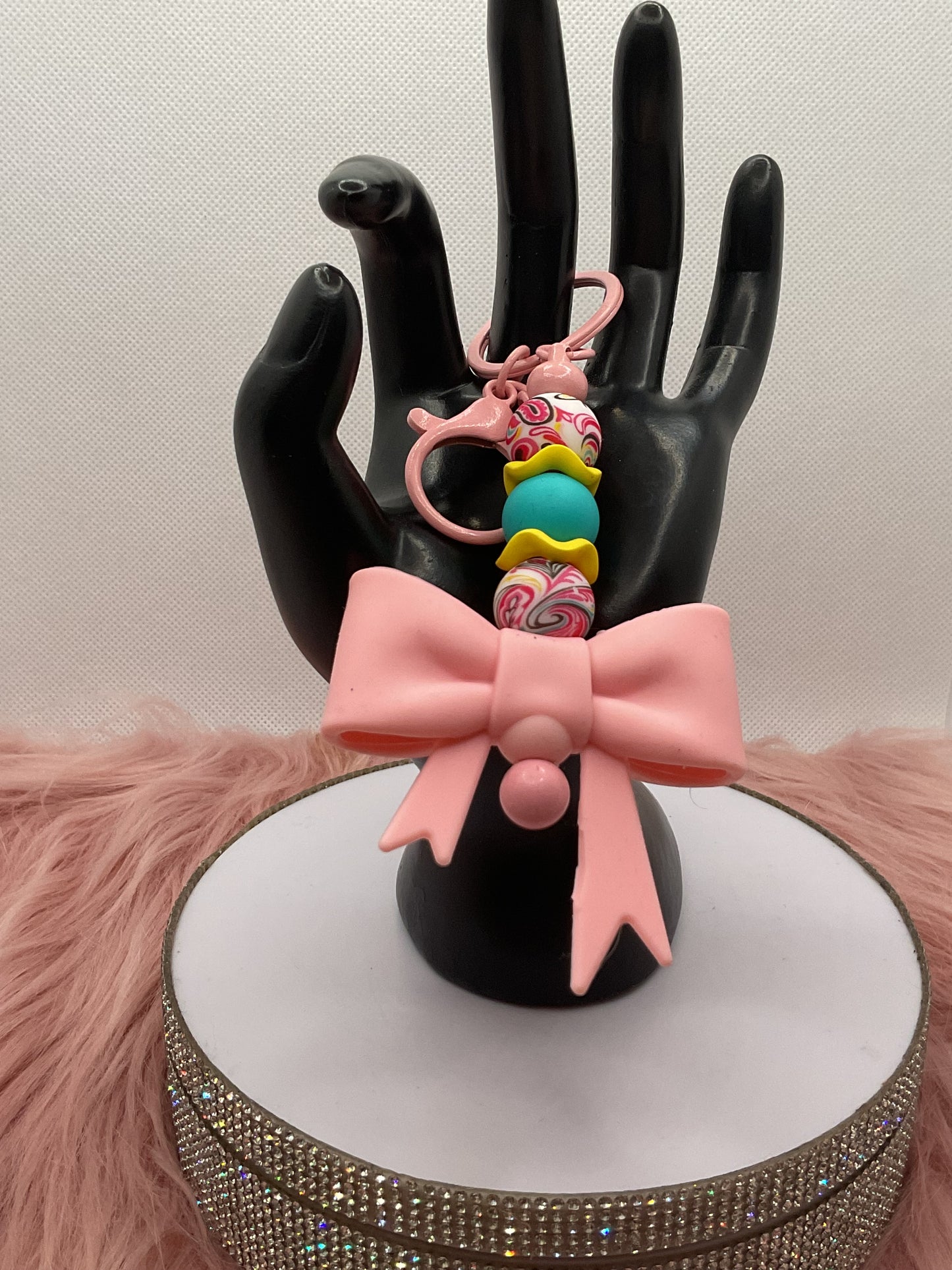 Silicone Bow Keychain/Beaded Keychain