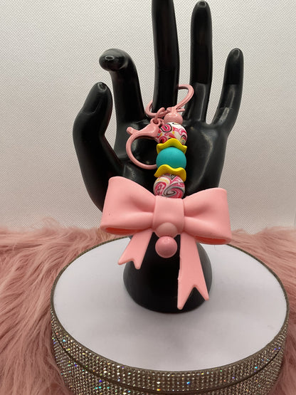 Silicone Bow Keychain/Beaded Keychain