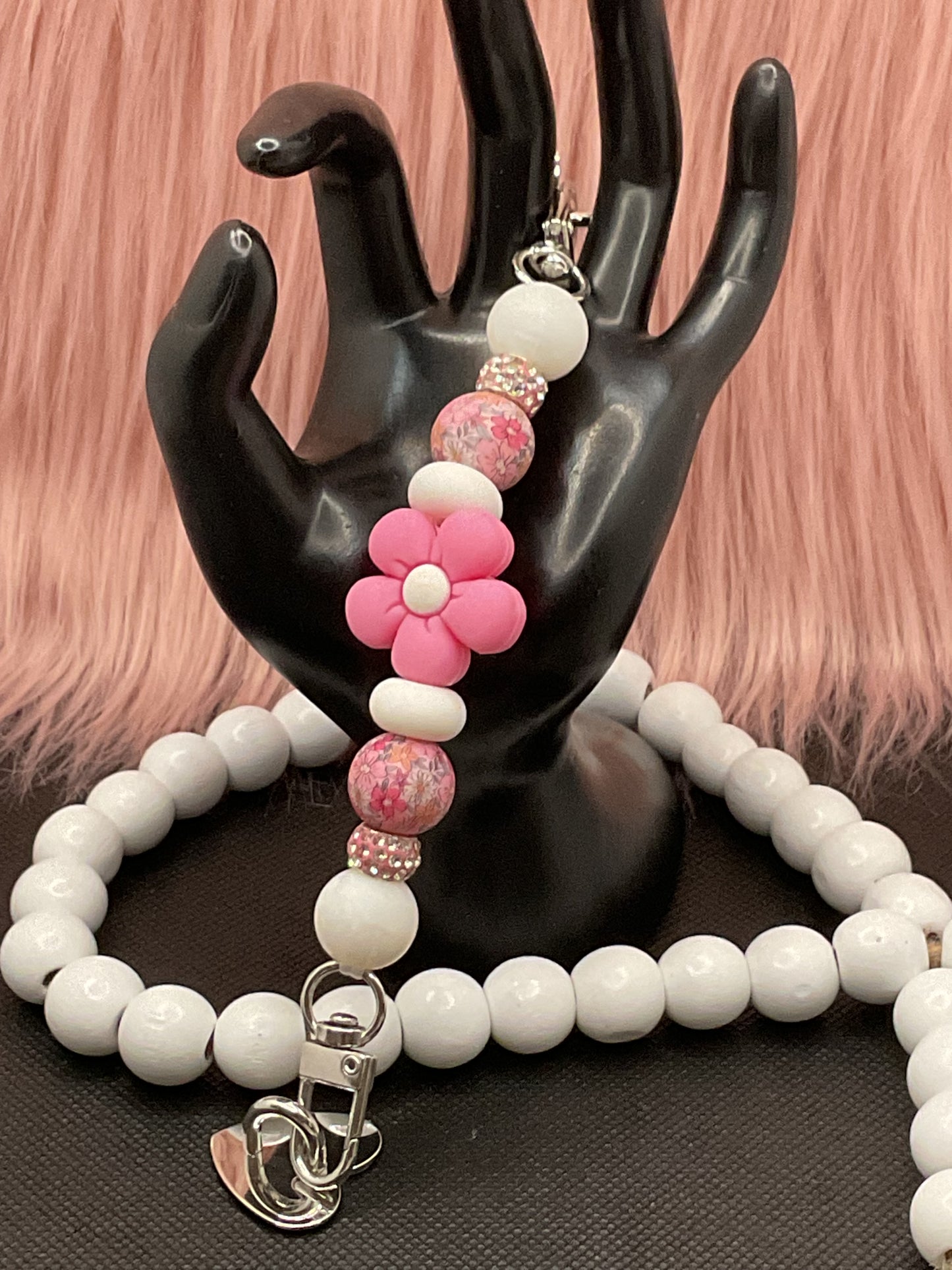 Beaded Phone Charm: Silicone Kindle Holder Strap