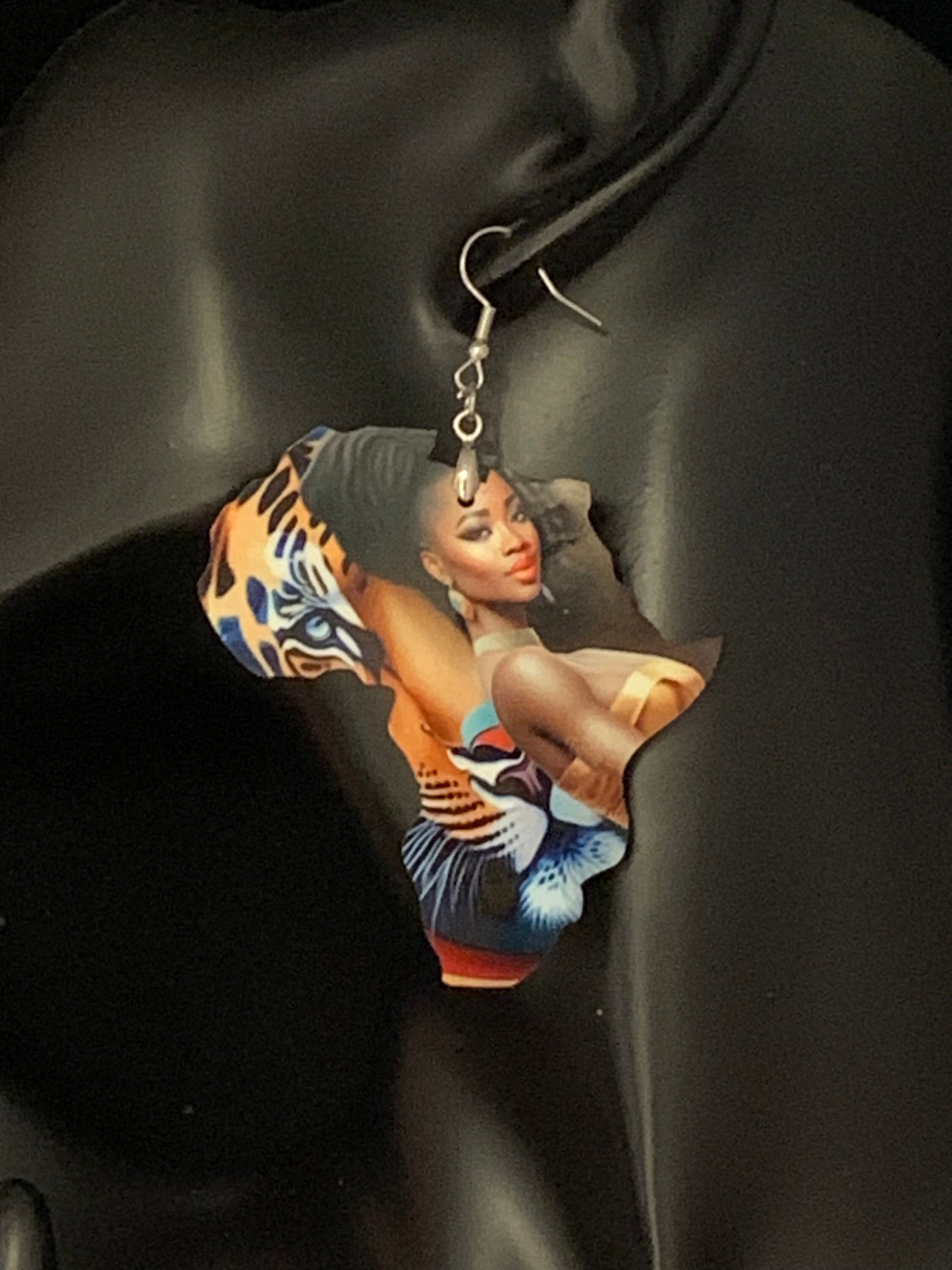 Africa Earrings: Sublimation Print, Hypoallergenic Posts