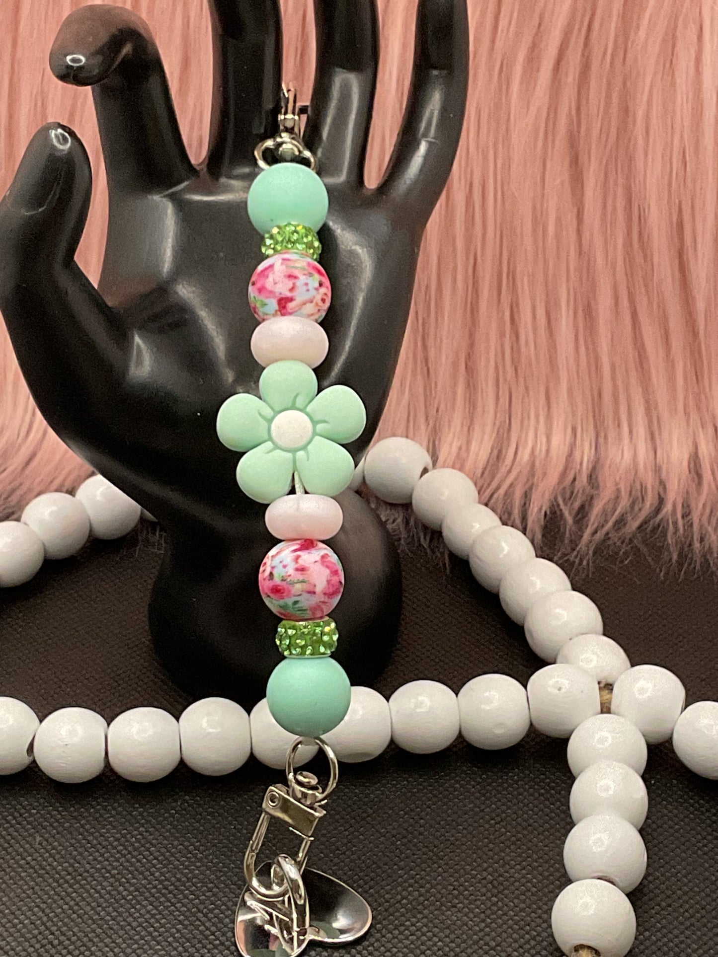 Beaded Phone Charm: Silicone Kindle Holder Strap