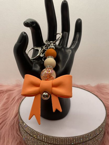 Silicone Bow Keychain/Beaded Keychain