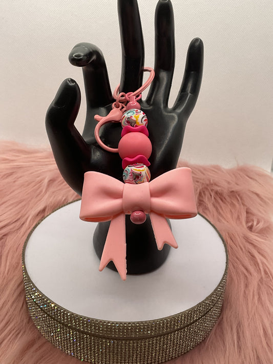 Silicone Bow Keychain/Beaded Keychain
