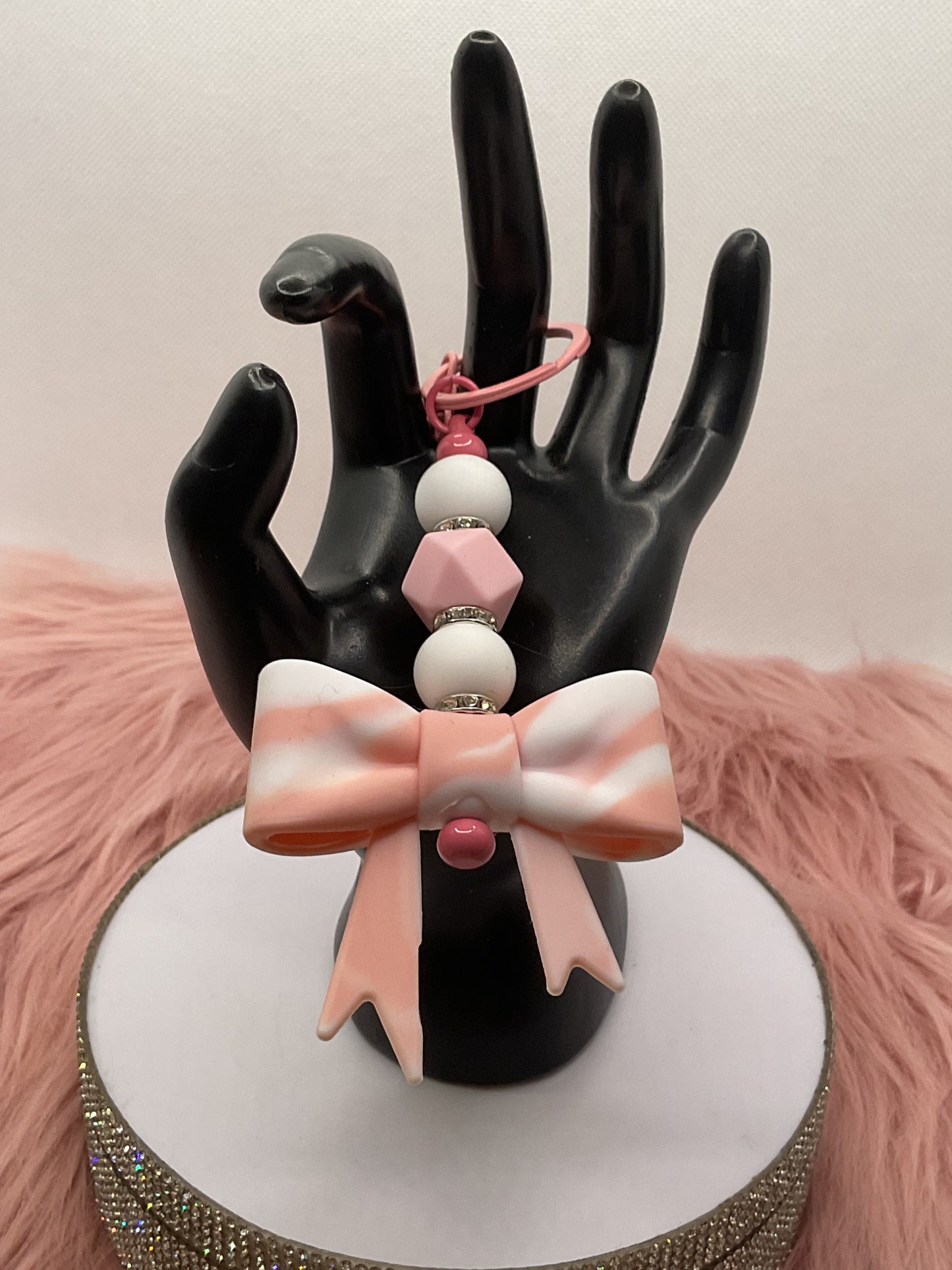 Silicone Bow Keychain/Beaded Keychain