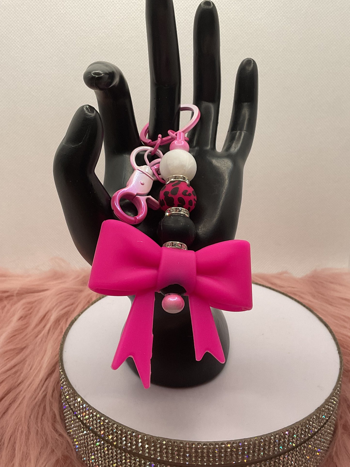 Silicone Bow Keychain/Beaded Keychain