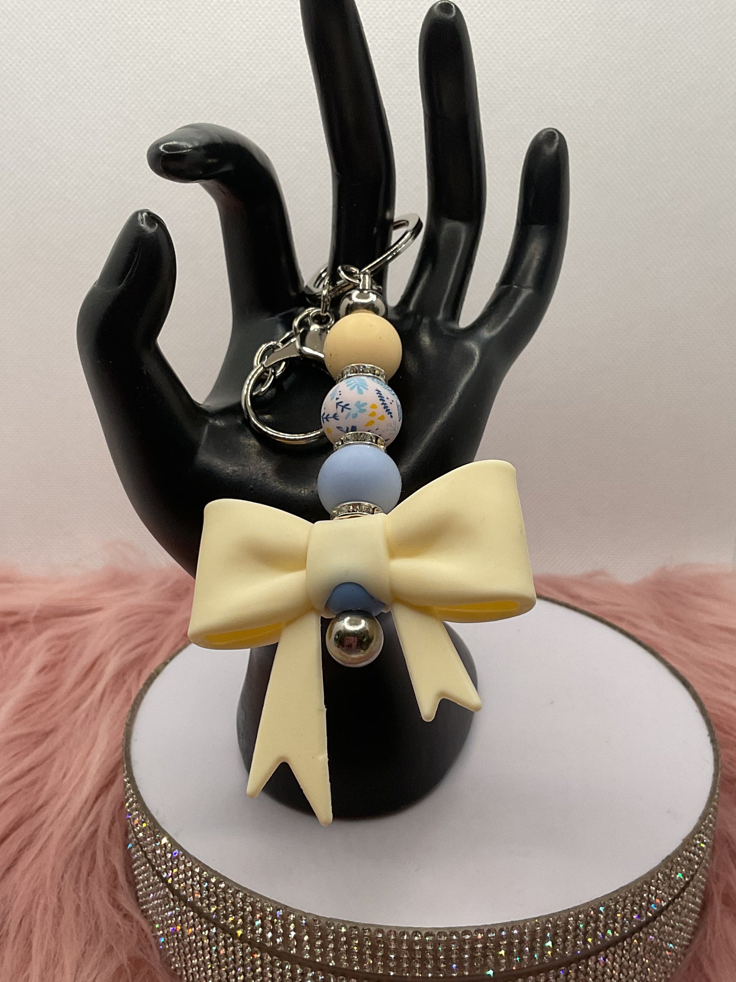 Silicone Bow Keychain/Beaded Keychain
