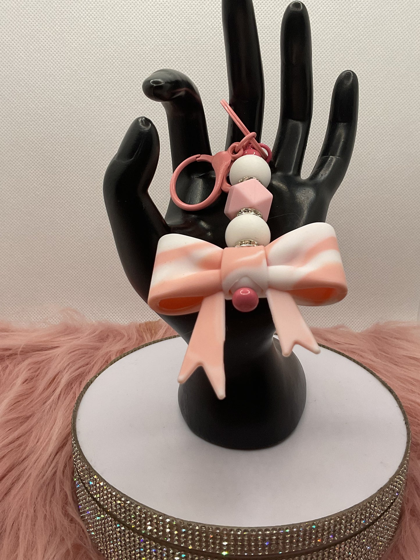 Silicone Bow Keychain/Beaded Keychain