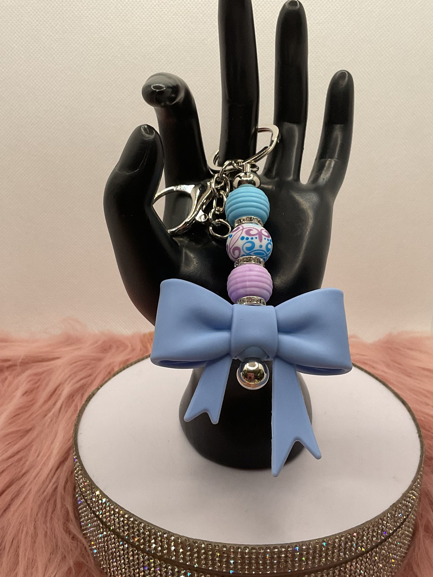 Silicone Bow Keychain/Beaded Keychain