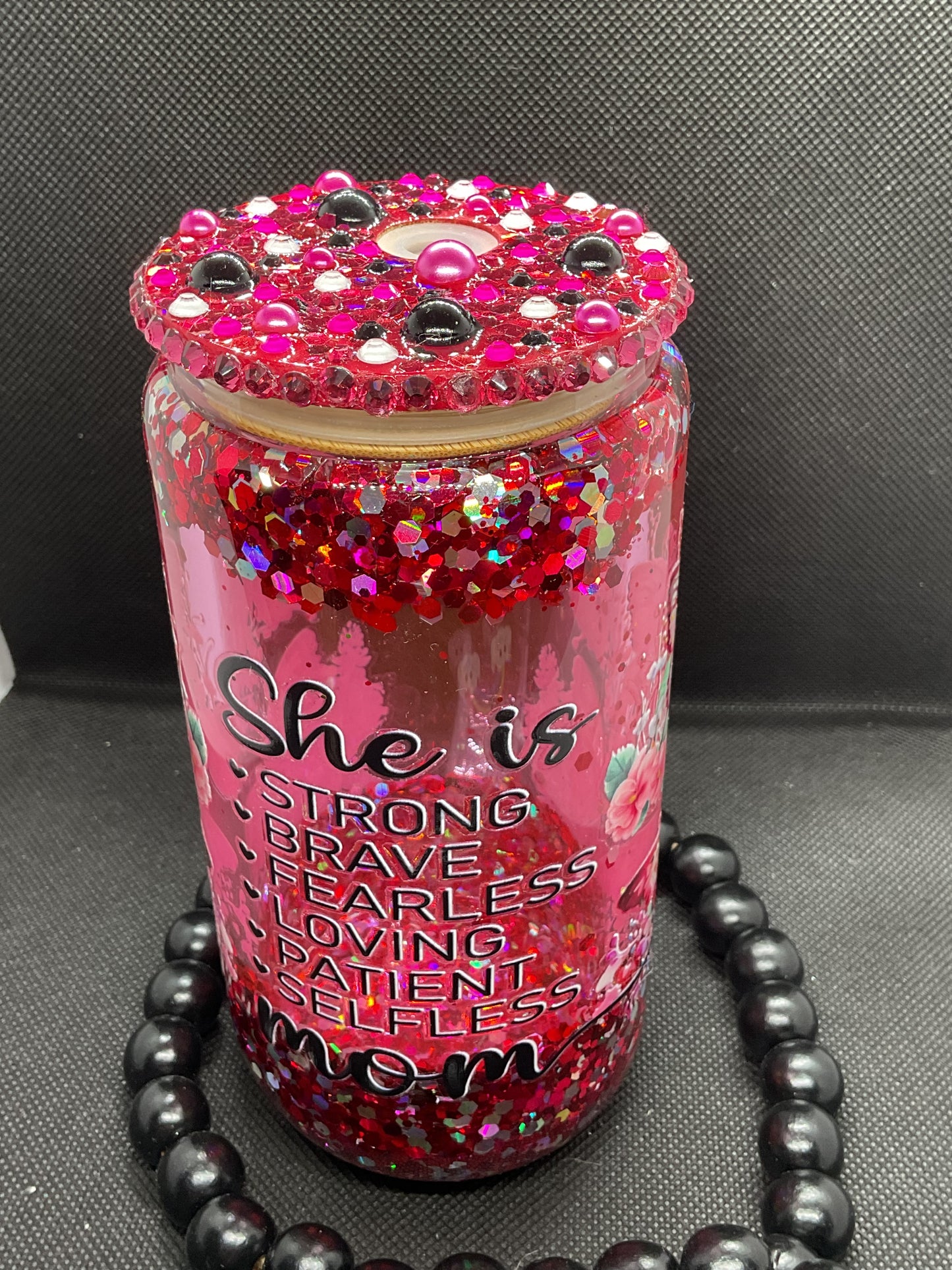 Glitter Snow Globe Tumbler: 16oz Glass Cup