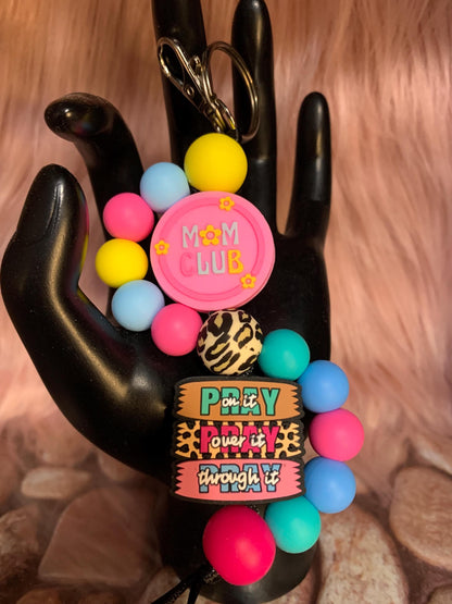 Beaded Silicone Wave Keychain: Purse Charm, Backpack Accessory