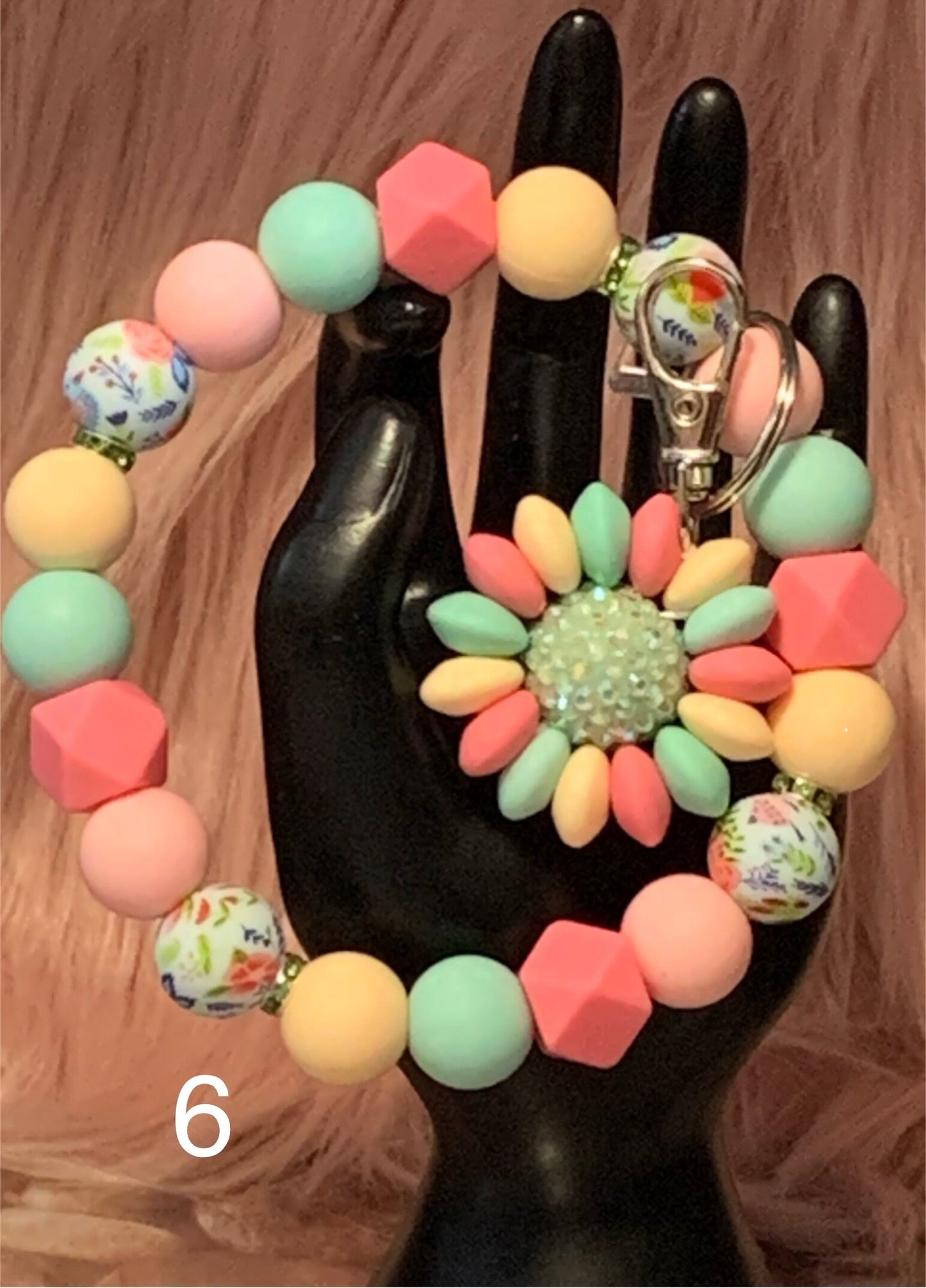 Silicone Wristlet Keychain/Flower Keychain