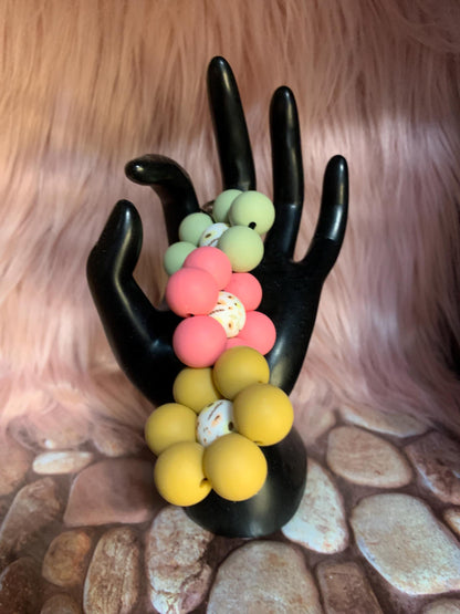 Twisted Silicone Beaded Flower Keychain: Purse/Backpack Charms