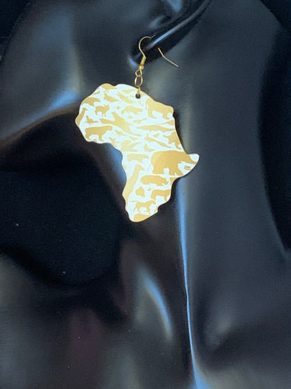 Africa Earrings: Sublimation Print, Hypoallergenic Posts