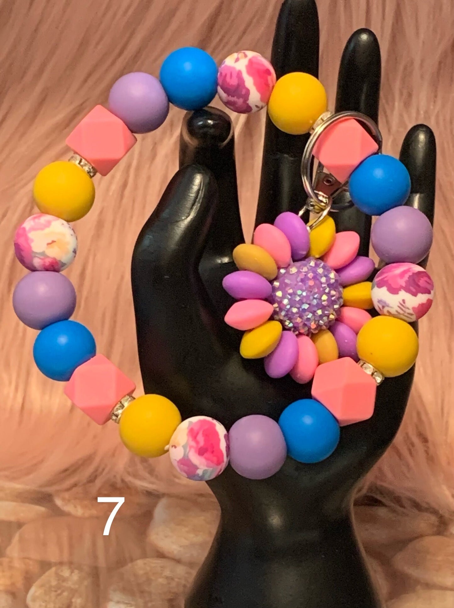 Silicone Wristlet Keychain/Flower Keychain