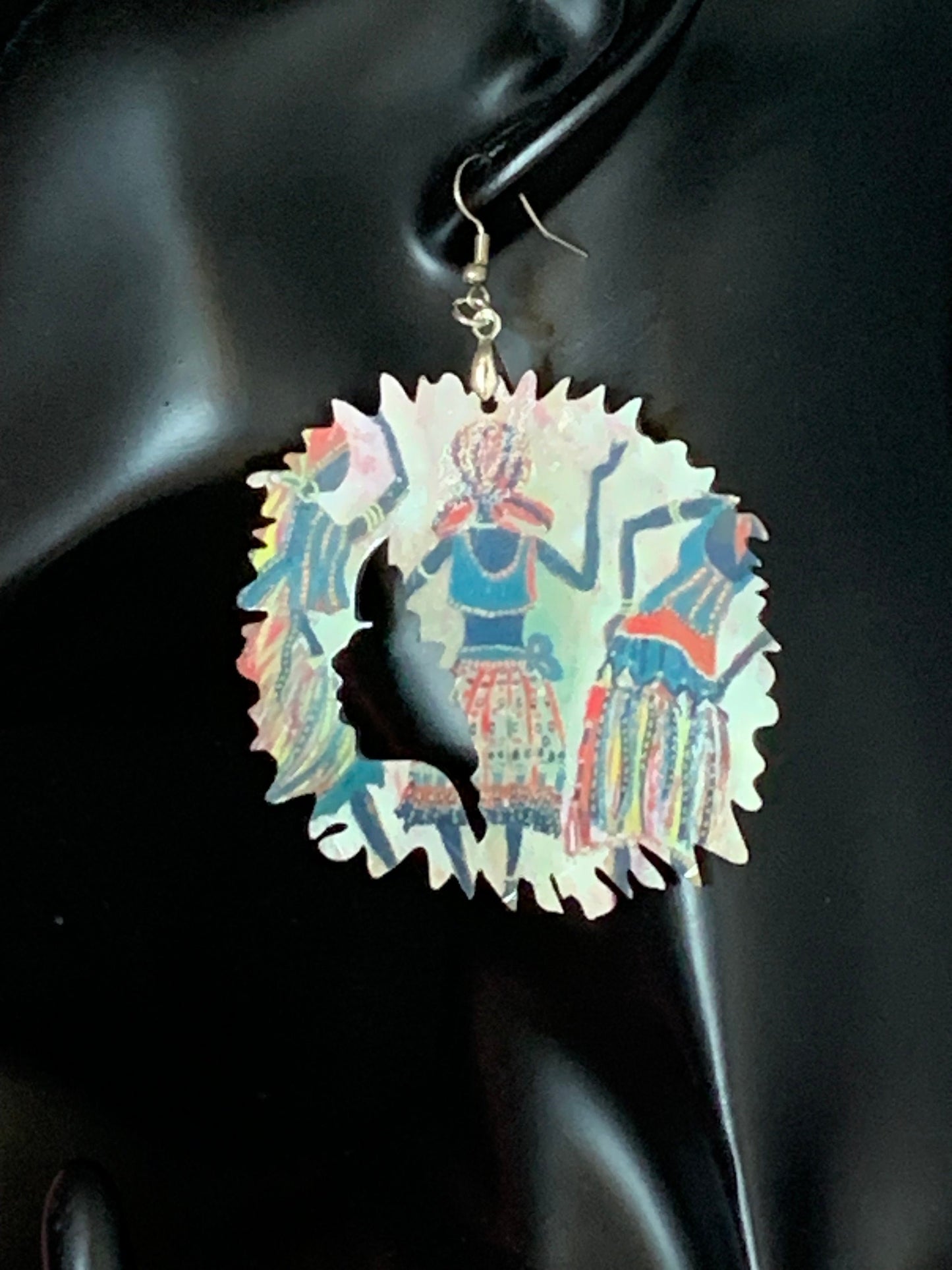 African Woman Sublimation Earrings: Hypoallergenic MDF Wood