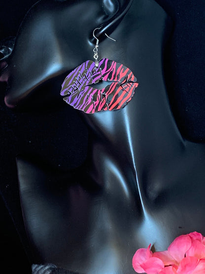 Sublimation Lips Earrings: Lightweight MDF, Hypoallergenic Post