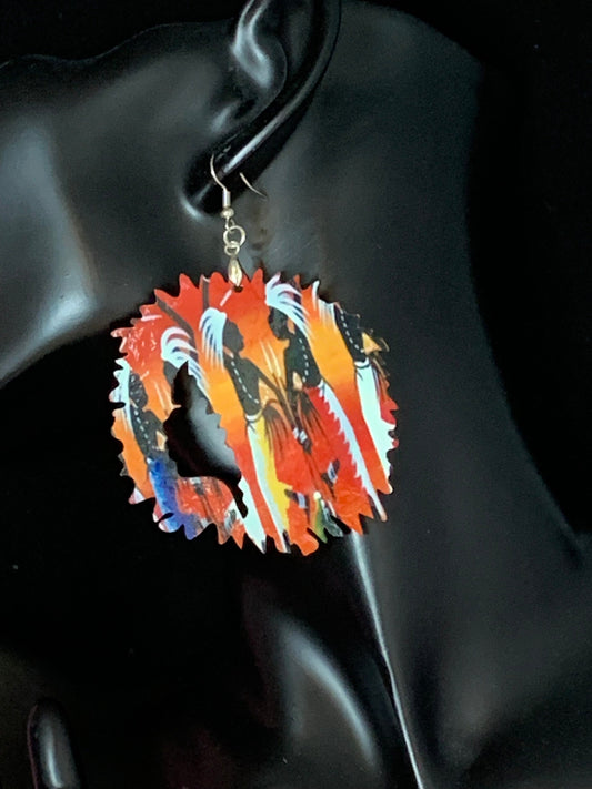 African Woman Sublimation Earrings: Hypoallergenic MDF Wood