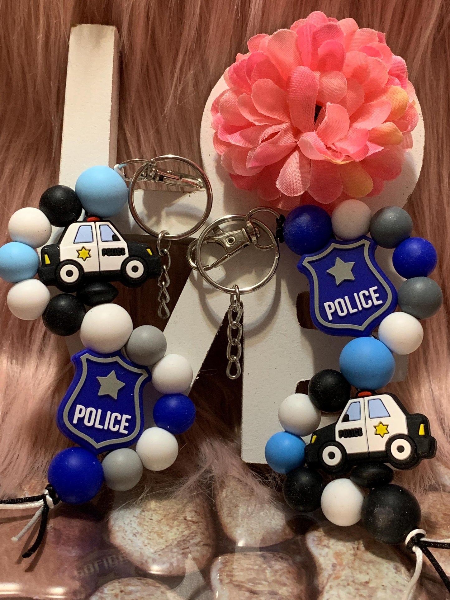 Beaded Silicone Wave Keychain: Purse Charm, Backpack Accessory